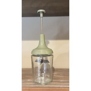 ACME Press & Chop Glass USA Avocado Green Food Nut Chopper 12 oz Vintage Retro